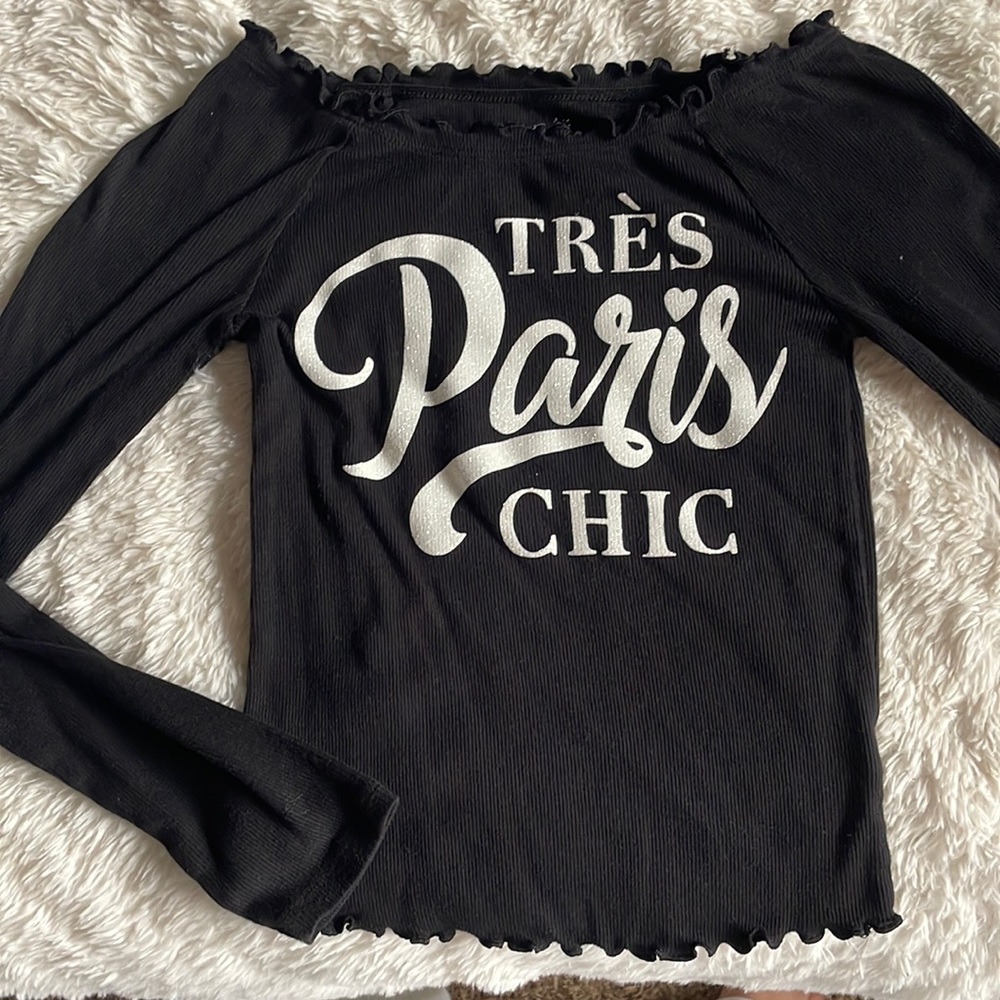 JUSTICE long sleeve “Très Paris Chic” top